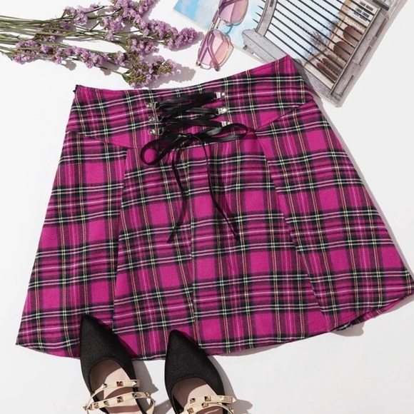 Pink Plaid Skirt - Picture 1 of 4